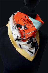 Boston Terriers are amazing, high spirited dogs. We created a design with that in mind . Men can wear our bandanas as a pocket square or neckerchief and certainly women can were them as a bracelet, a tassel for their pocketbook, headscarf, or however!